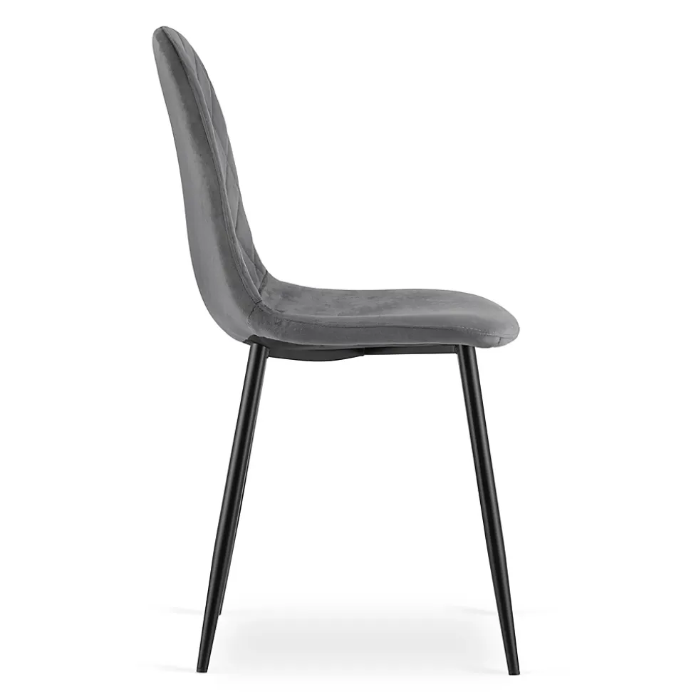 Ensemble de 4 chaises Valora DAPI en velours gris foncé comYERRable