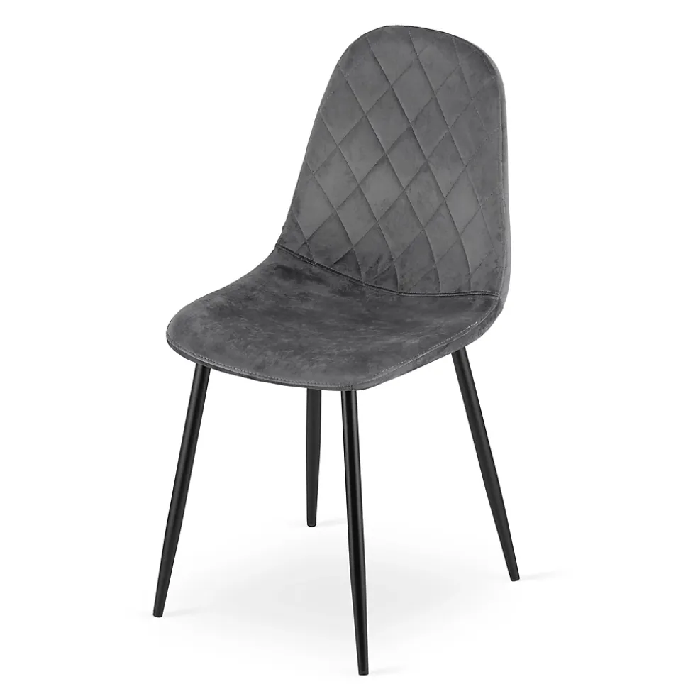 Ensemble de 4 chaises Valora DAPI en velours gris foncé comYERRable