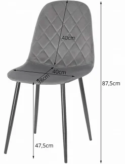 Ensemble de 4 chaises Valora DAPI en velours gris foncé comYERRable