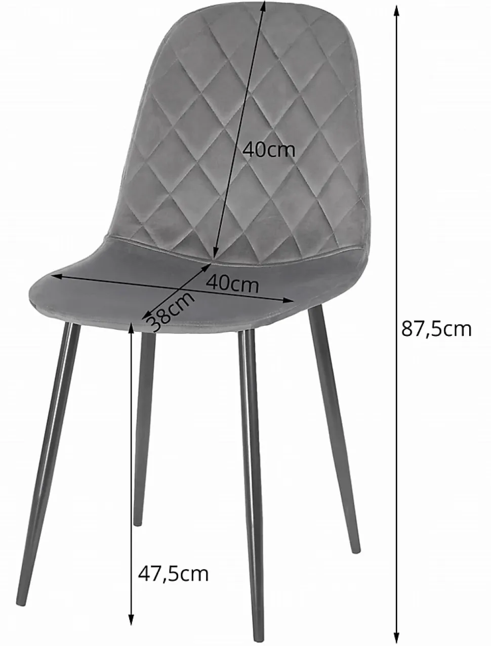 Ensemble de 4 chaises Valora DAPI en velours gris foncé comYERRable