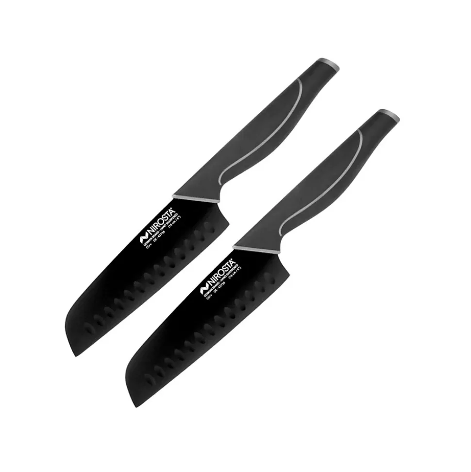 Ensemble de 2 Couteaux de cuisine Santoku lame de 16 cm Nirosta Black Edition