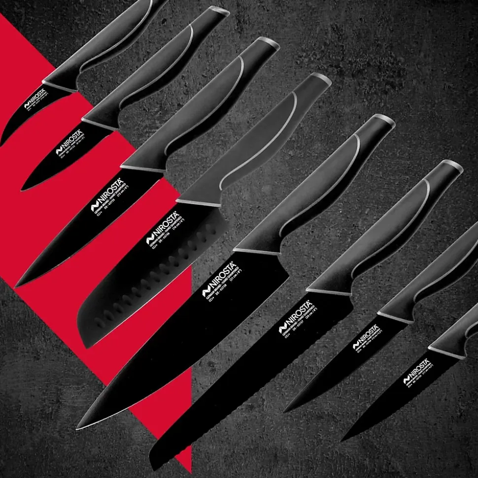 Ensemble de 2 Couteaux de cuisine Santoku lame de 16 cm Nirosta Black Edition