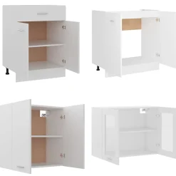 Ensemble de 4 meubles de cuisine "Lyon" en bois d'ingénierie blanc vidaXL