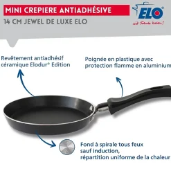 Ensemble de 2 Mini poêles à crêpe avec revêtement en céramique 14 cm ELO Juwel de Luxe
