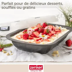 Ensemble de 2 Moules à gâteaux rectangulaire avec couvercle de transport 34 x 24 cm Zenker Bake Click and Go