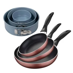 Ensemble de 3 poeles a frire San Ignacio Navy Red Marble 16-20-24cm avec moules a four