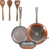 Ensemble de 3 poeles a frire Bergner Optimum Plus 18-22-26 cm avec ustensiles de cuisine
