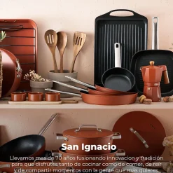 Ensemble de 3 poeles a frire Bergner Optimum Plus 18-22-26 cm avec ustensiles de cuisine