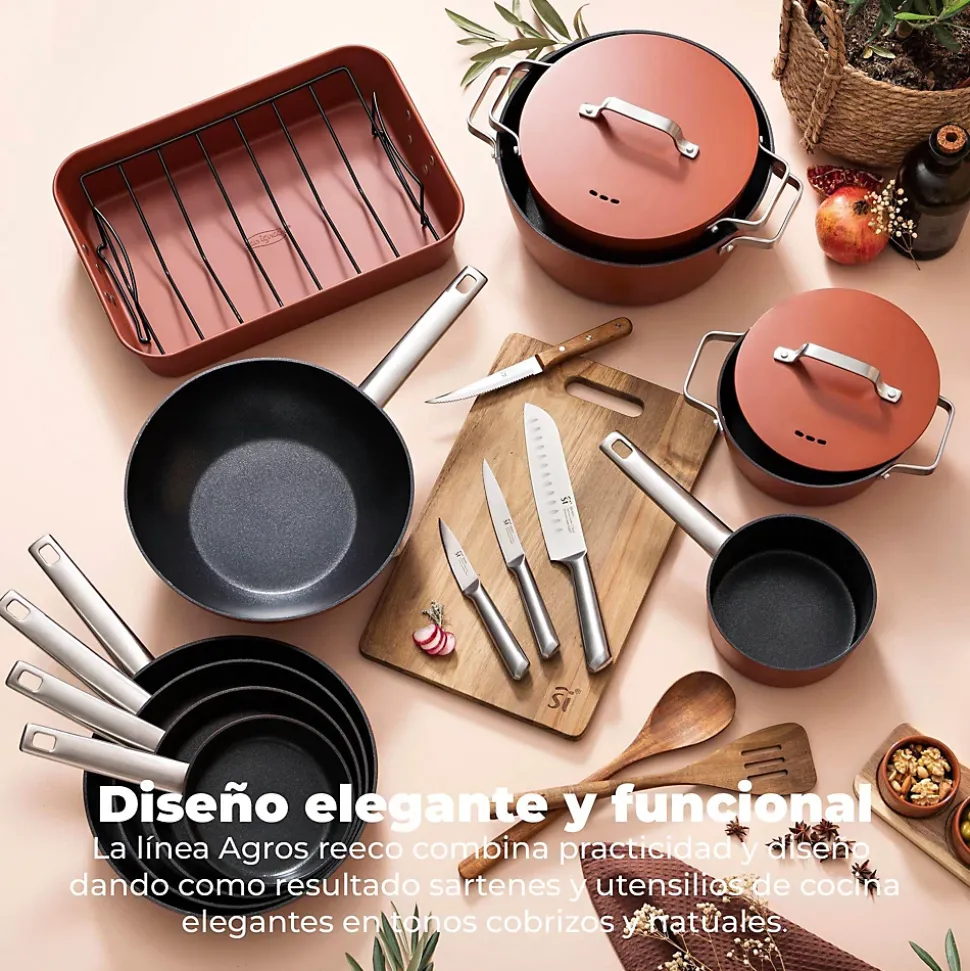 Ensemble de 3 poeles a frire Bergner Optimum Plus 18-22-26 cm avec ustensiles de cuisine