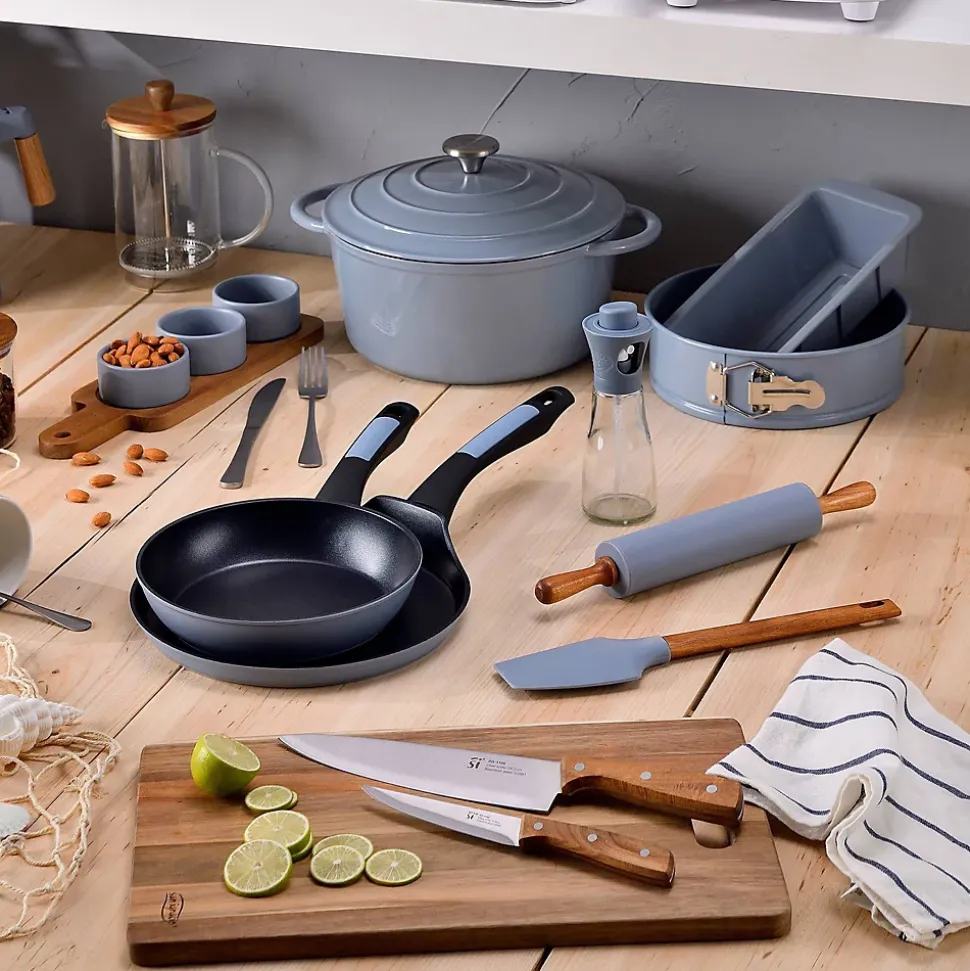 Ensemble de 3 poeles a frire San Ignacio Navy Red Marble 16-20-24cm avec moules a four