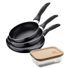 Ensemble de 3 poeles a frire San Ignacio Navy Black 16-20-24cm avec récipient hermétique