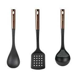 Ensemble de 3 poeles a frire San Ignacio Navy Red 16-20-24cm avec ustensiles de cuisine