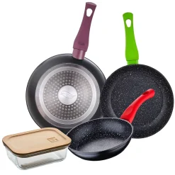 Ensemble de 3 poeles a frire San Ignacio Jolie 18-22-26cm avec récipient hermétique