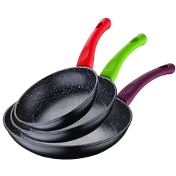 Ensemble de 3 poeles a frire San Ignacio Jolie 18-22-26cm avec ustensiles de cuisine