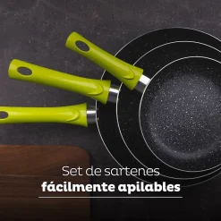 Ensemble de 3 poeles a frire San Ignacio Molen 20-24-28cm avec moules a four