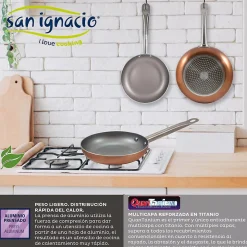 Ensemble de 3 poeles a frire Bergner Optimum Plus 18-22-26 cm avec ustensiles de cuisine