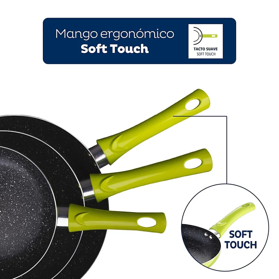 Ensemble de 3 poeles a frire San Ignacio Molen 20-24-28cm avec ustensiles de cuisine