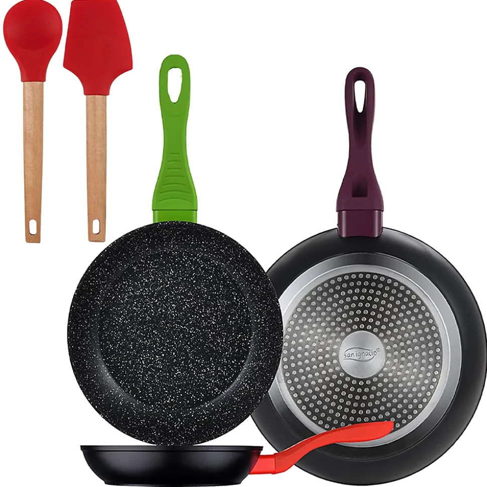 Ensemble de 3 poeles a frire San Ignacio Jolie 20-24-28cm avec ustensiles de cuisine