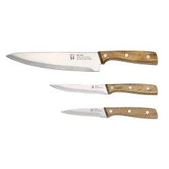 Ensemble de 3 poeles a frire San Ignacio Navy Red 16-20-24cm avec couteaux de cuisine