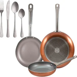 Ensemble de 3 poeles a frire Bergner Optimum Plus 18-22-26 cm avec couverts