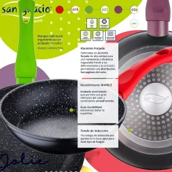 Ensemble de 3 poeles a frire San Ignacio Jolie 18-22-26cm avec couteaux de cuisine
