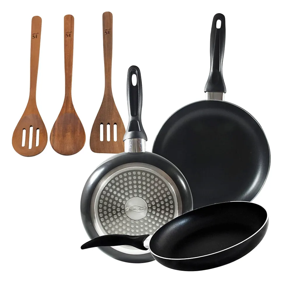 Ensemble de 3 poeles a frire San Ignacio Navy Black 16-20-24cm avec ustensiles de cuisine