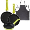 Ensemble de 3 poeles a frire San Ignacio Molen 20-24-28cm avec tablier de cuisine