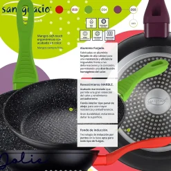 Ensemble de 3 poeles a frire San Ignacio Jolie 20-24-28cm avec moules a four