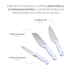 Ensemble de 3 poeles Bergner Optimum Plus 18-22-26 cm avec bloc a couteaux