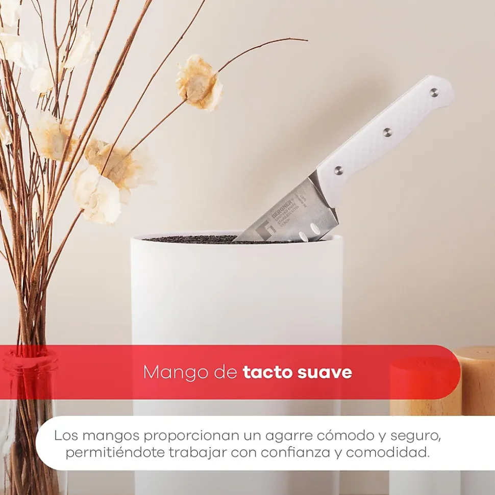 Ensemble de 3 poeles Bergner Optimum Plus 18-22-26 cm avec bloc a couteaux