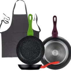 Ensemble de 3 poeles San Ignacio Jolie 20-24-28cm avec tablier de cuisine