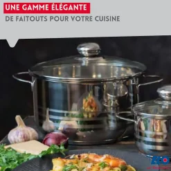 Ensemble de 1 Poêle de cuisson 24 cm et 2 faitouts 12 et 16 cm Elo Prima Brillant