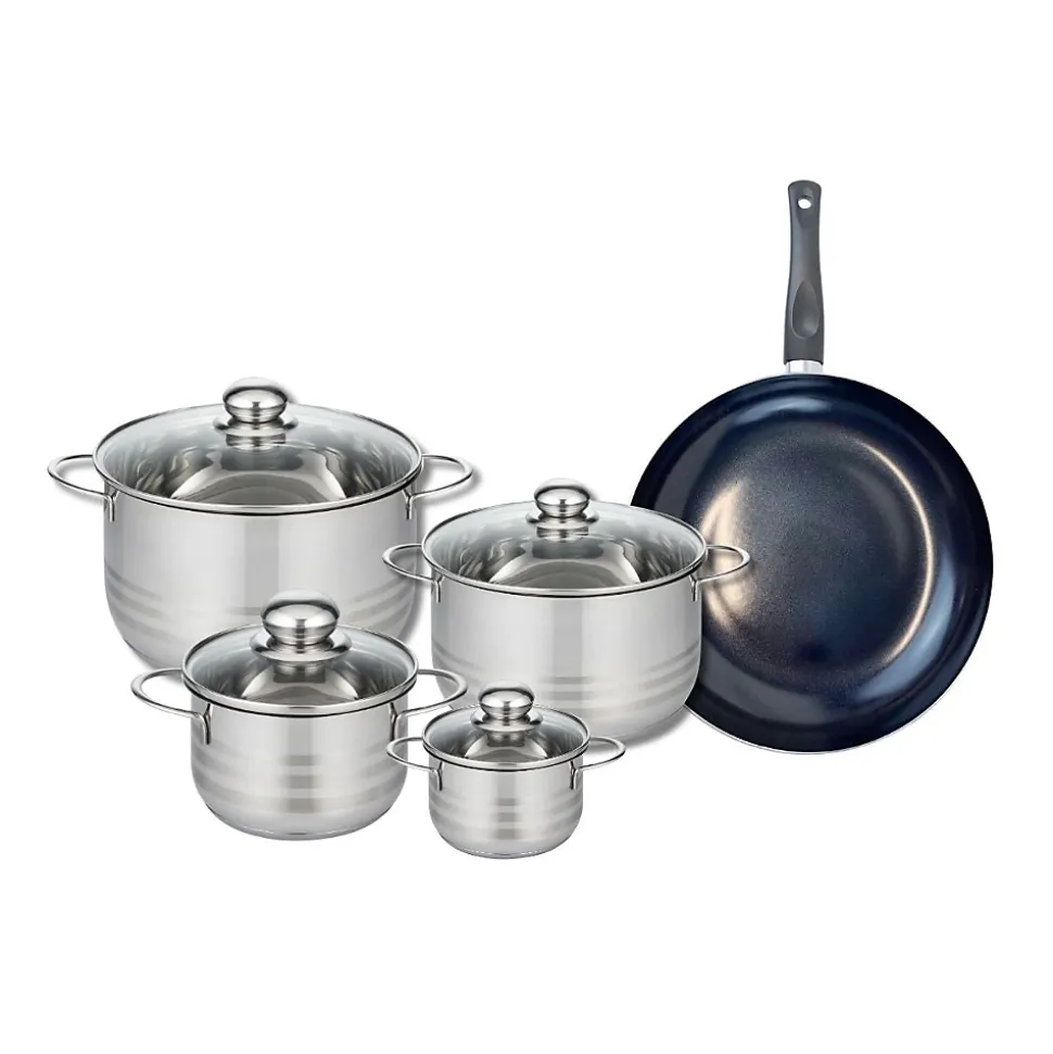 Ensemble de 1 Poêle de cuisson 28 cm et 4 faitouts 12, 16, 20 et 24 cm Elo Prima Brillant