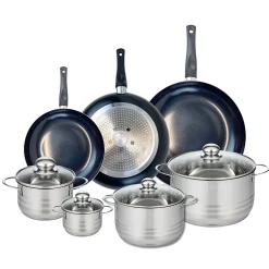 Ensemble de 3 Poêles de cuisson 24, 28 et 32 cm et 4 faitouts 12, 16, 20 et 24 cm Elo Prima Brillant