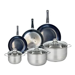 Ensemble de 3 Poêles de cuisson 20, 24 et 28 cm et 3 faitouts 14, 20 et 24 cm Elo Prima Brillant