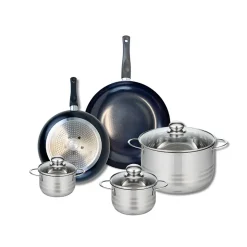 Ensemble de 2 Poêles de cuisson 24 et 28 cm et 3 faitouts 12, 14 et 24 cm Elo Prima Brillant