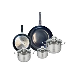 Ensemble de 2 Poêles de cuisson 20 et 28 cm et 3 faitouts 12, 14 et 16 cm Elo Prima Brillant