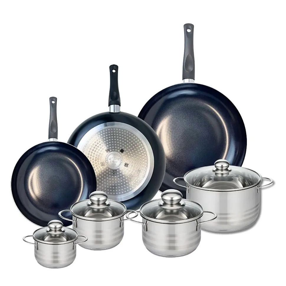 Ensemble de 3 Poêles de cuisson 24, 28 et 32 cm et 4 faitouts 12, 14, 16 et 20 cm Elo Prima Brillant