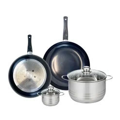 Ensemble de 2 Poêles de cuisson 28 et 32 cm et 2 faitouts 12 et 24 cm Elo Prima Brillant
