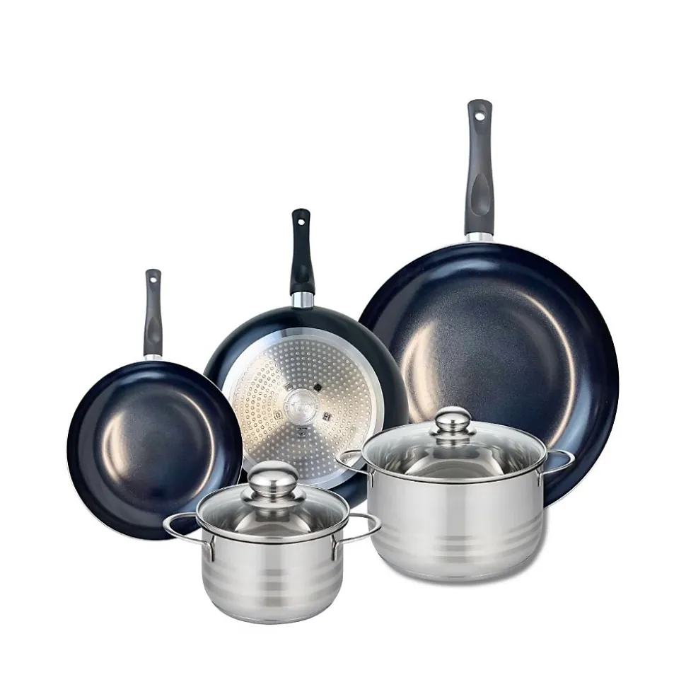 Ensemble de 3 Poêles de cuisson 20, 24 et 32 cm et 2 faitouts 16 et 20 cm Elo Prima Brillant