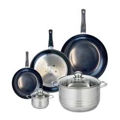 Ensemble de 3 Poêles de cuisson 20, 28 et 32 cm et 2 faitouts 12 et 24 cm Elo Prima Brillant