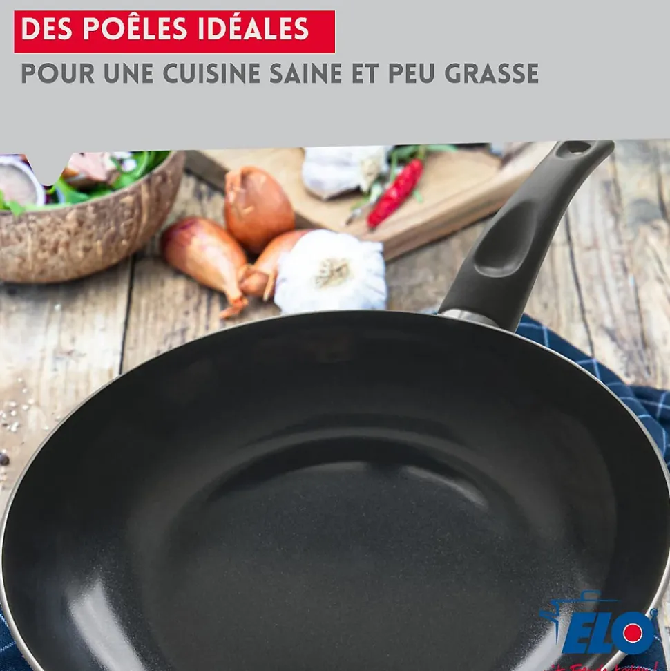 Ensemble de 4 Poêles de cuisson 20, 24, 28 et 32 cm et 3 faitouts 12, 14 et 24 cm Elo Prima Brillant