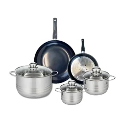 Ensemble de 2 Poêles de cuisson 20 et 28 cm et 3 faitouts 14, 16 et 24 cm Elo Prima Brillant