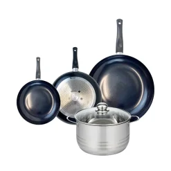 Ensemble de 3 Poêles de cuisson 20, 24 et 32 cm et 1 faitout 24 cm Elo Prima Brillant