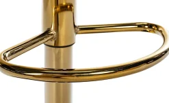 Ensemble de 2 tabourets de bar Braga en simili cuir, structure dorée, réglable en hauteur, pivotant 360, repose-pieds Crème