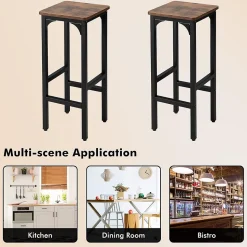 Ensemble de 2 Tabourets de bar Tabourets de Comptoir de de Hauteur avec Patins de pied Réglables