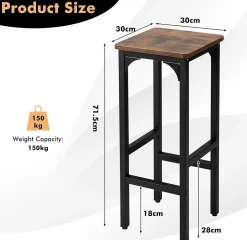 Ensemble de 2 Tabourets de bar Tabourets de Comptoir de de Hauteur avec Patins de pied Réglables