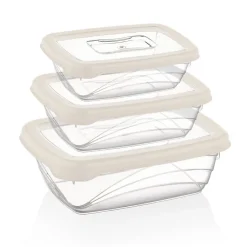 Ensemble de boite de conservation 3 pièces ivoire Herzberg HGL764-IVR