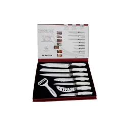 Ensemble de couteaux à revêtement antiadhésif 7 pièces avec éplucheur Blanc Royalty Line RLWHT7W