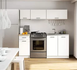 Ensemble De Cuisine AKORD OLIWIA G1 Blanc 180 cm 6 portes 1 tiroir façade Blanche 6 étagères 180x46x174 cm